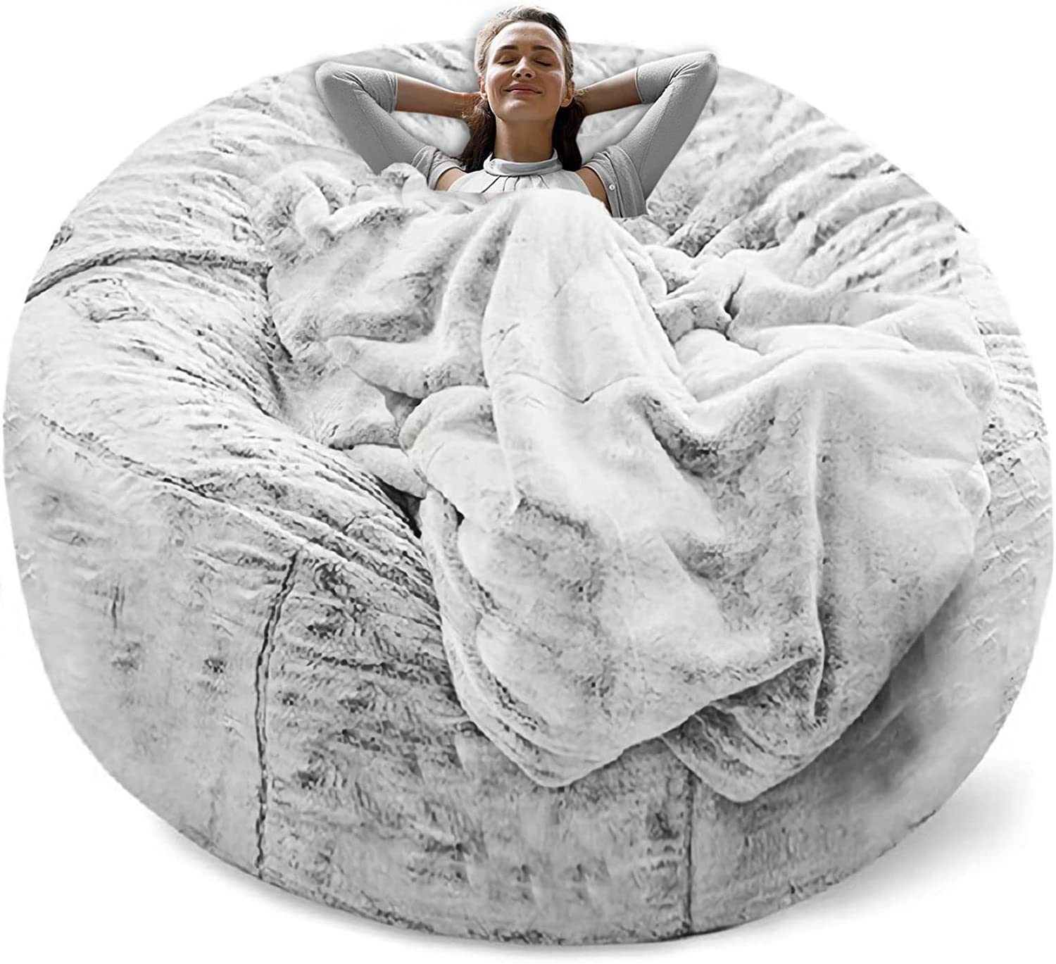 Bag Chair Cover(it was only a Cover; not a Full Bean Bag) Chair Cushion; Big Round Soft Fluffy PV Velvet Sofa Bed Cover; Living Room Furniture; La Bag Chair Cover(it was only a Cover; not a Full Bean Bag) Chair Cushion; Big Round Soft Fluffy PV Velvet Sofa Bed Cover; Living Room Furniture; La