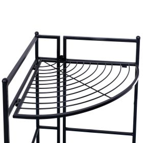 3 Tier Corner Folding Metal Corner Shelf Black