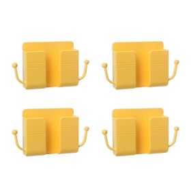 4Pcs Wall Mount Phone Holder, Adhesive Wall Phone Mount Charging Stand and Remote Control Stand (Color: Yellow)