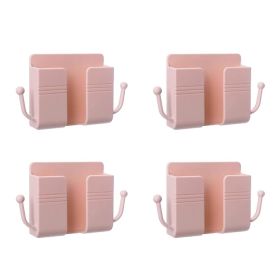 4Pcs Wall Mount Phone Holder, Adhesive Wall Phone Mount Charging Stand and Remote Control Stand (Color: Pink)